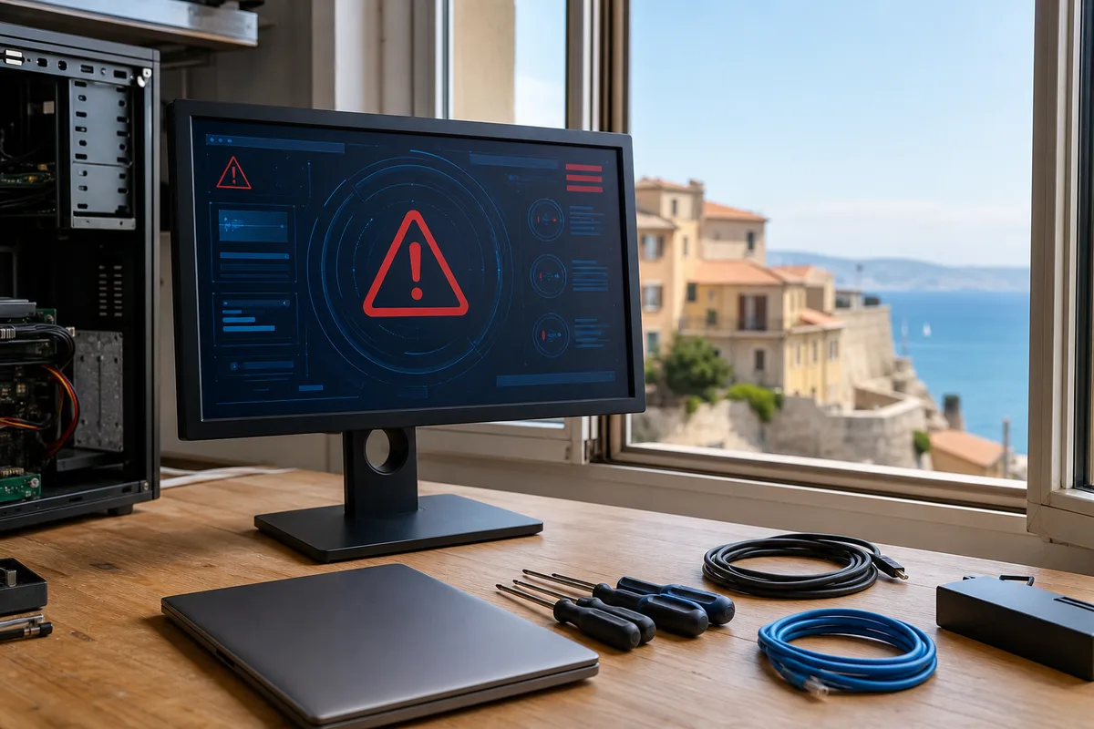Écran d&rsquo;ordinateur affichant un message d&rsquo;alerte de sécurité